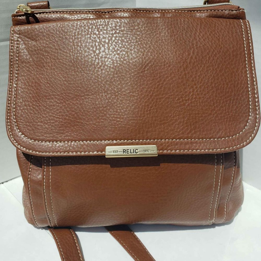 Relic- Tan Brown Vegan Faux Leather Square Ladies Crossbody/Shoulder Bag Purse